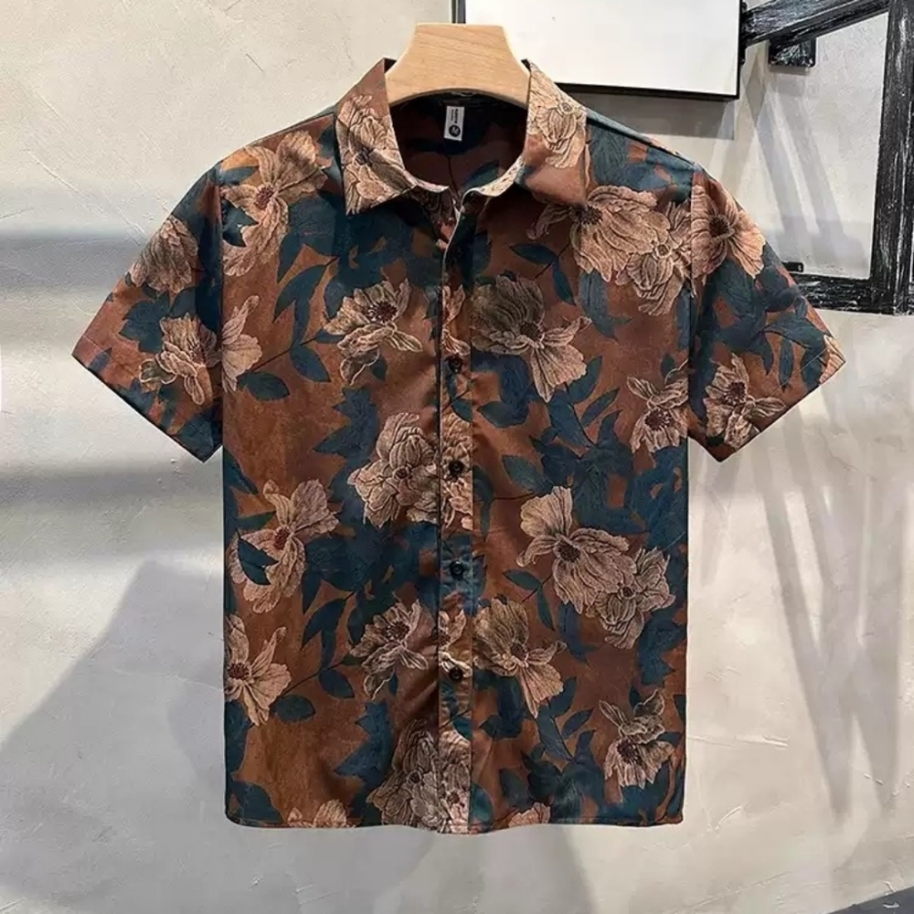 Vintage Botanical Print Aloha Shirt